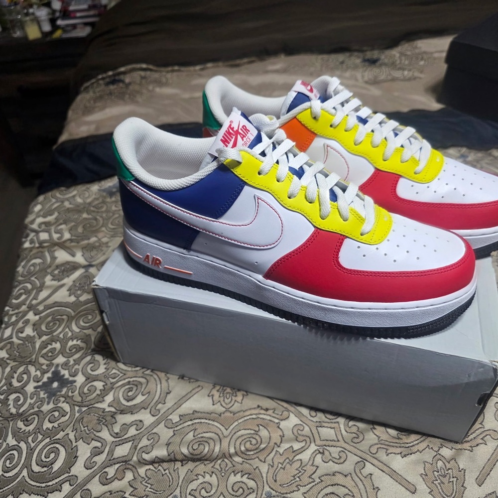 Nike Air Force 1 Red Blue Yellow Sneakers